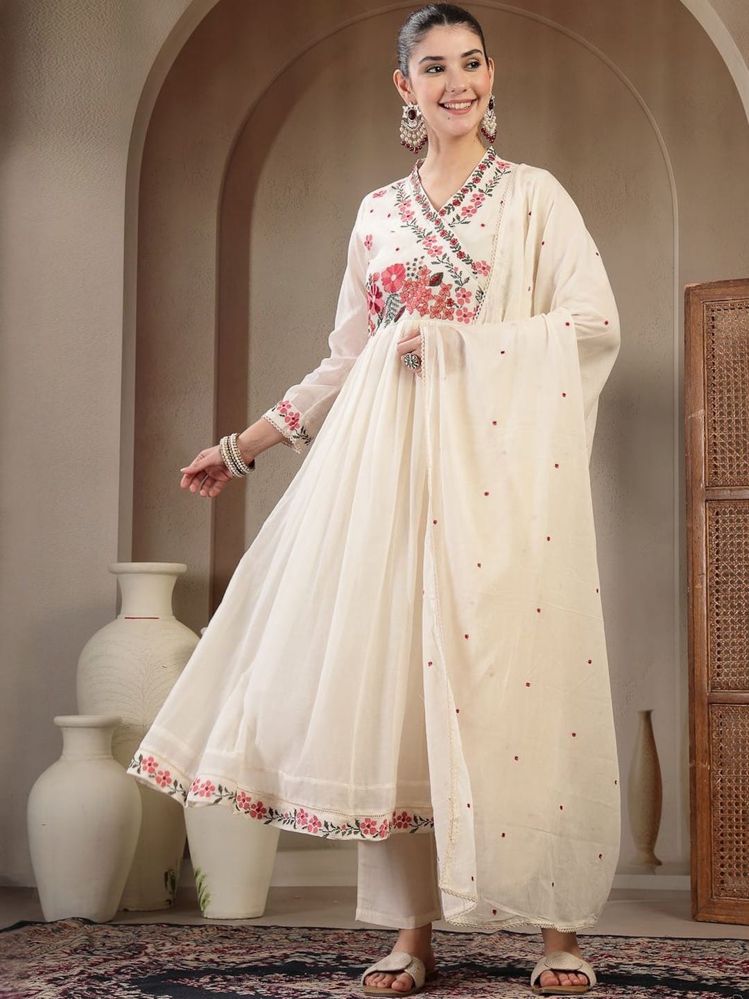 Anarkali Vestido. 3 Piezas. Algodón. Premium Calidad. Tallas 36 Y 38.
