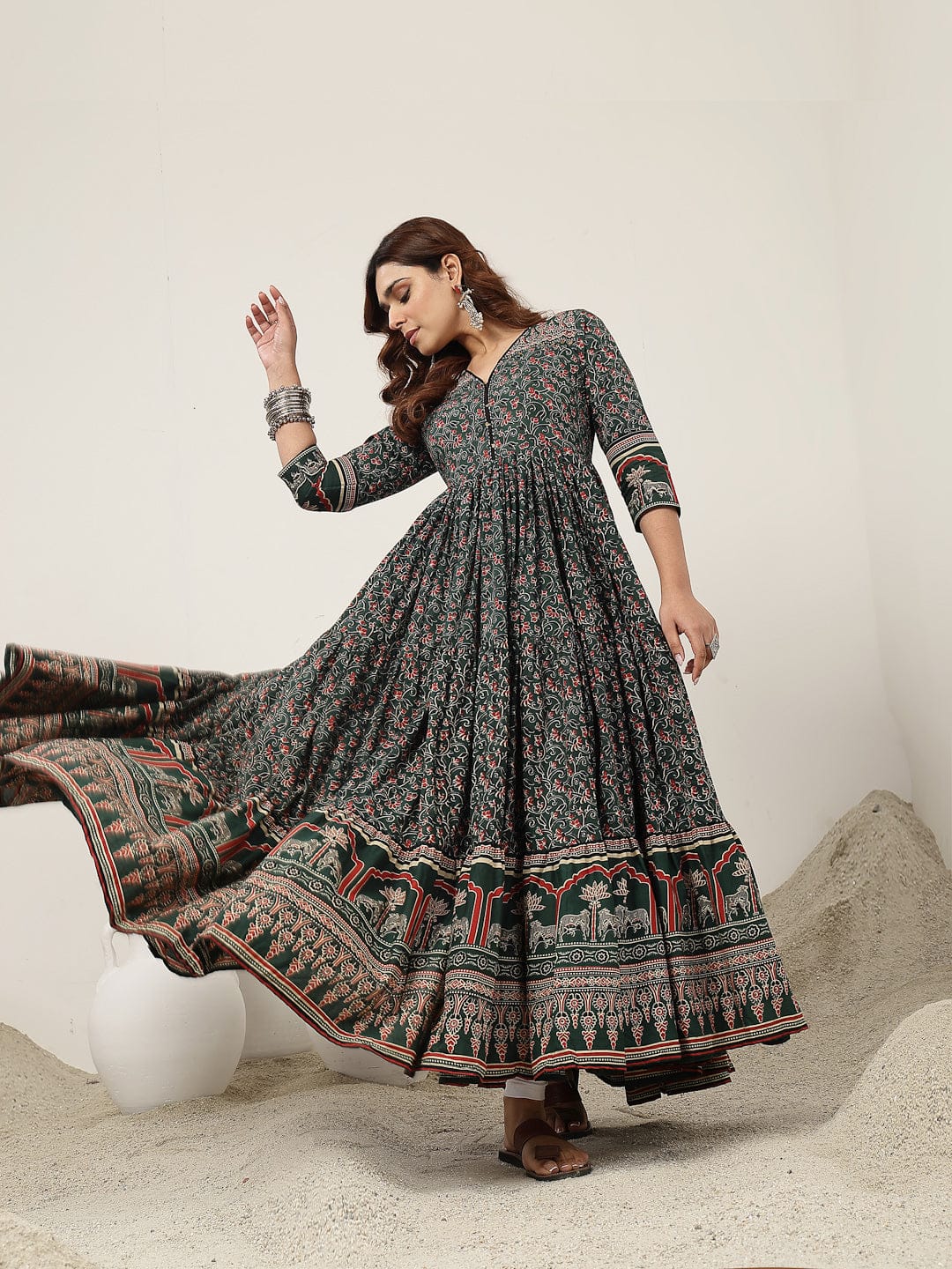 Vestido.  Anarkali. Algodón Premium.