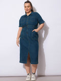 Vestido Premium Calidad. Talla Extra 40. Denim.