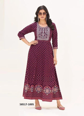 Vestido. Anarkali. Rayon.