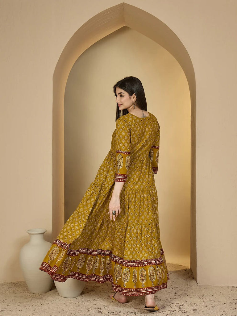 Vestido.  Anarkali.  Algodón Premium. Talla 34.