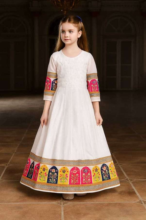Vestido/Anarkali. Infantil. Tallas 10 Y 12.