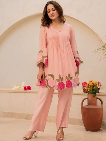 Cord Set.  Talla 34. Chanderi Silk.